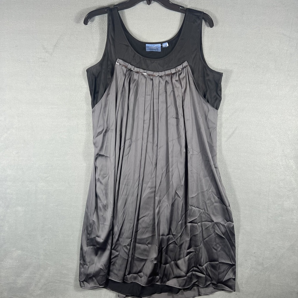 Simply Vera Vera Wang Women's Size 14 Black Gray Sleeveless Pleated Sequin Dress